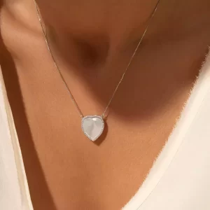 Colar Zirconia Branca Coração