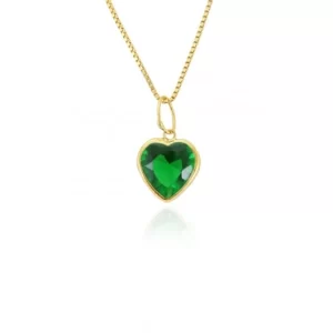 Pingente Ouro 18K Coração Verde