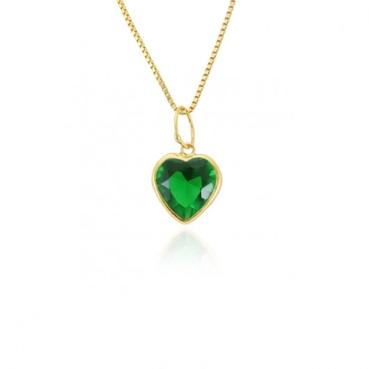 Pingente Ouro 18K Coração Verde